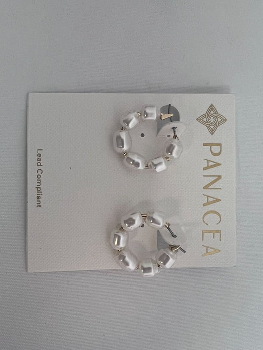 white Panacea pearl beaded earrings, NA
