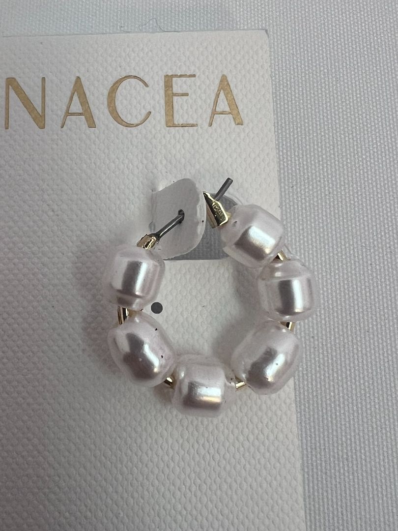 white Panacea pearl beaded earrings, NA