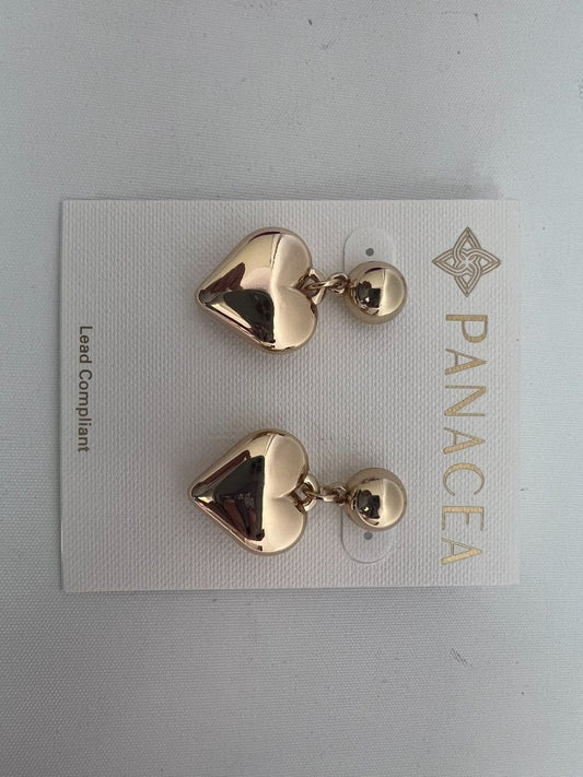 gold Panacea heart shaped earrings, NA