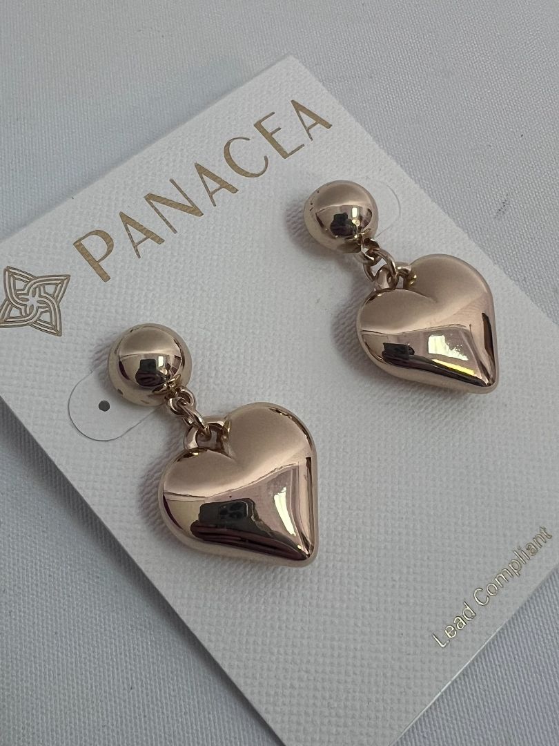 gold Panacea heart shaped earrings, NA