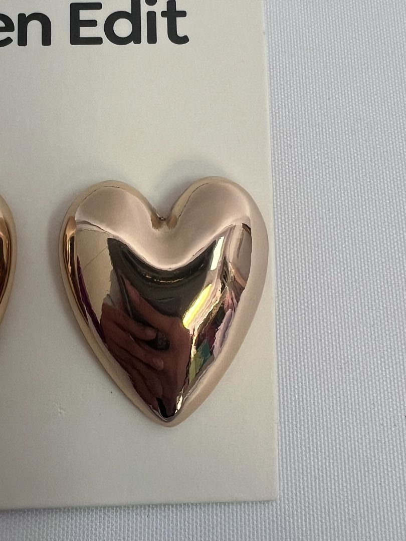 gold Open Edit heart shaped earrings, NA