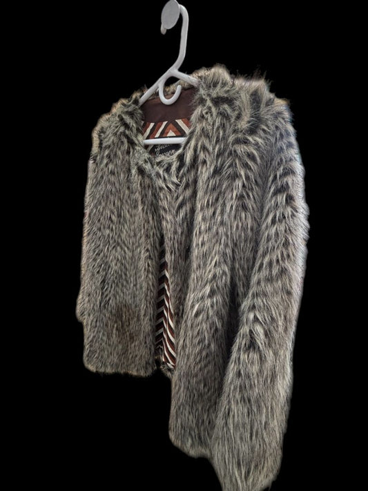 brown and gray Marc Jacobs faux fur, xs