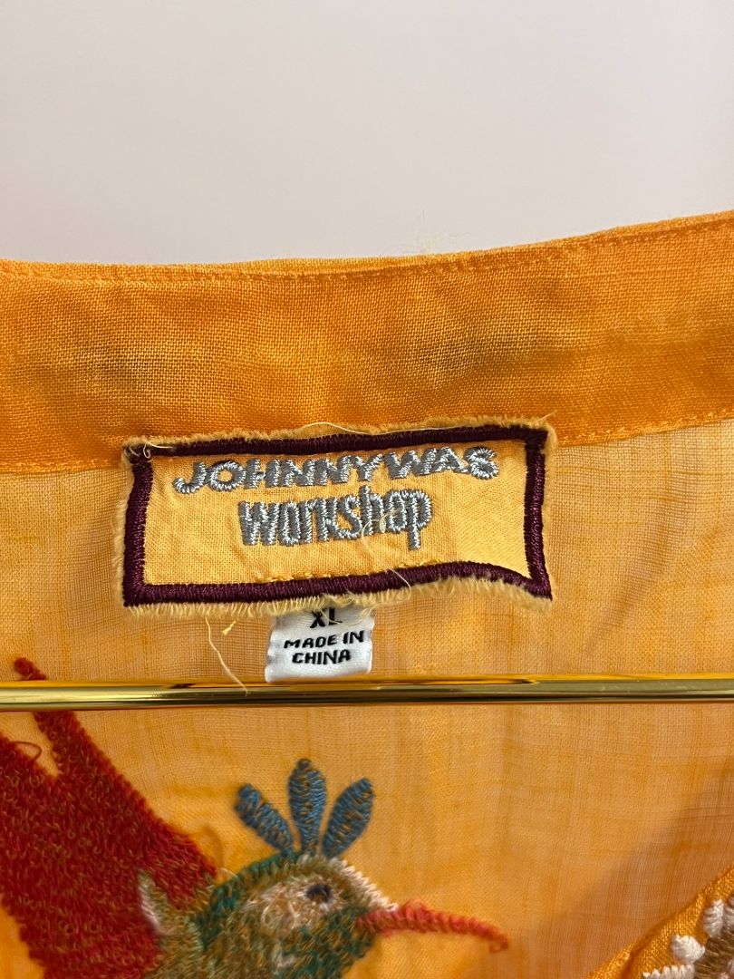 yellow multi Johnny Was floral blouse, XL