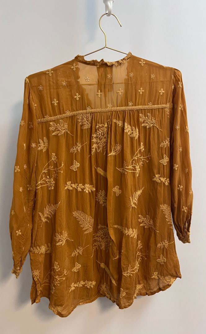 yellow multi Johnny Was floral blouse, XL