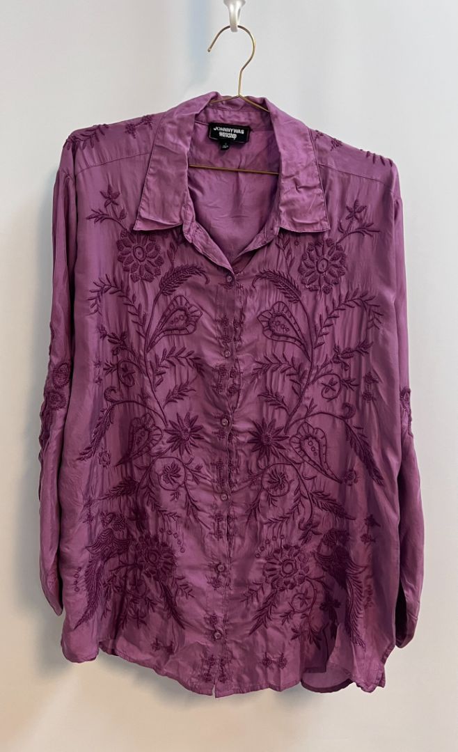 purple Johnny Was buttoned up blouse, XL