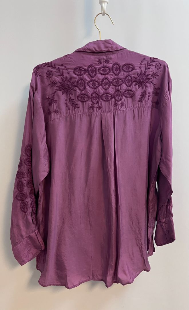 purple Johnny Was buttoned up blouse, XL