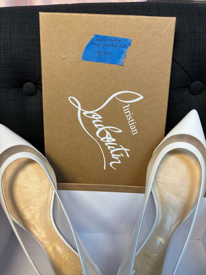 Version Bianco Christian Louboutin Galativi Flat Kid/Rete, 39.5 EU