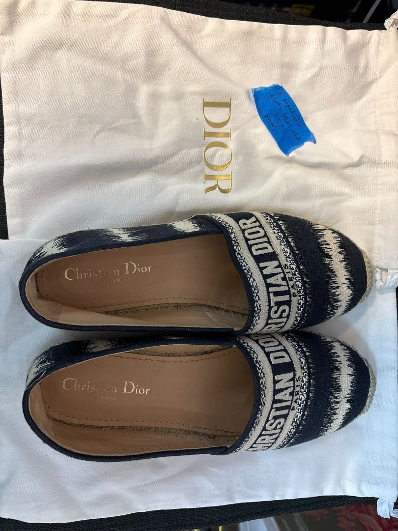 blue and white Christian Dior espadrilles flats, 40