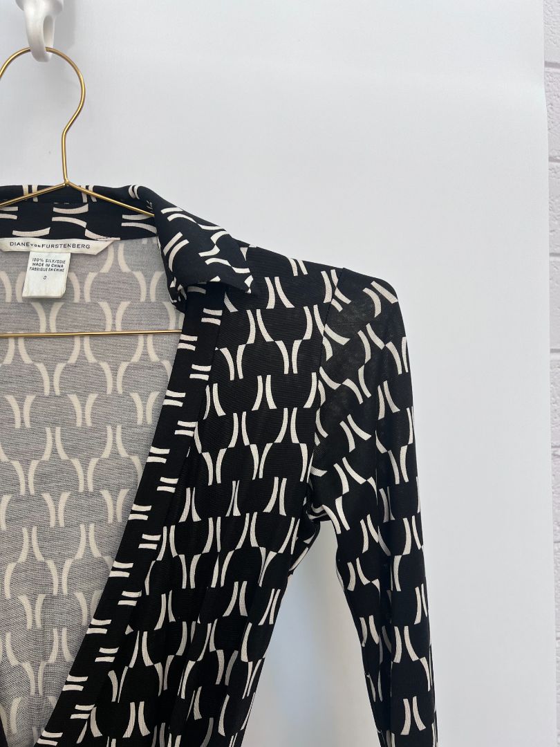 black multi Diane von Furstenberg wrap dress, 0