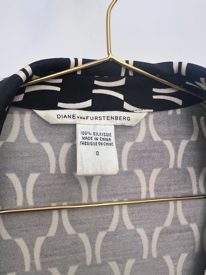 black multi Diane von Furstenberg wrap dress, 0