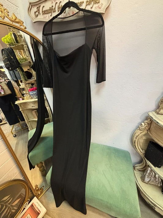 black Laundry by Shelli Segal sheer top long sleeve gown, M