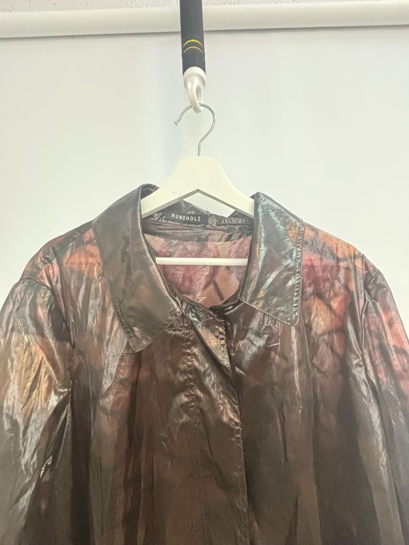 iridescent multi Rundholz Iridescent Oversized Coat β Oil-Slick Organza Finish, one size