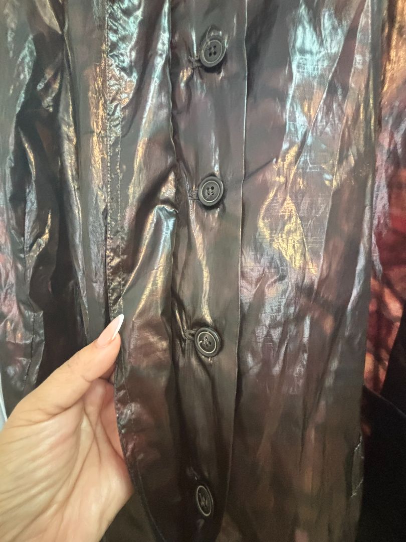 iridescent multi Rundholz Iridescent Oversized Coat β Oil-Slick Organza Finish, one size