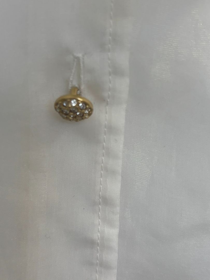 white NA organza ruffle blouse, xs