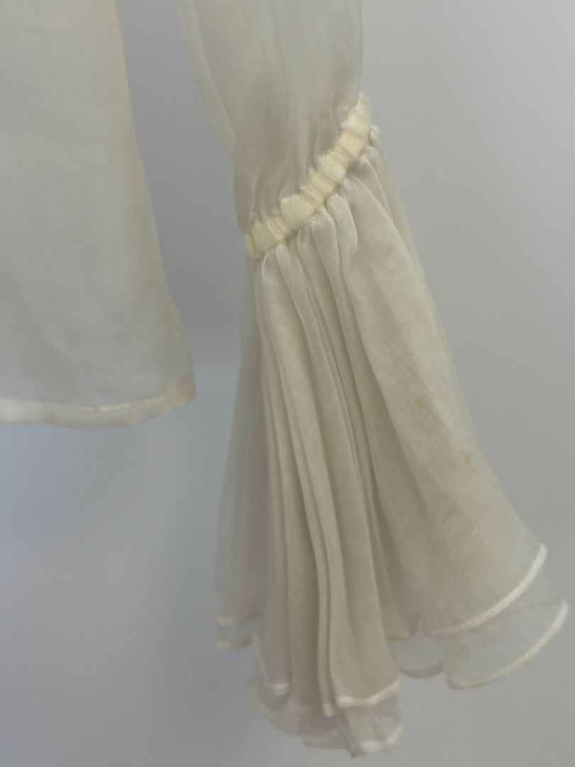 white NA organza ruffle blouse, xs