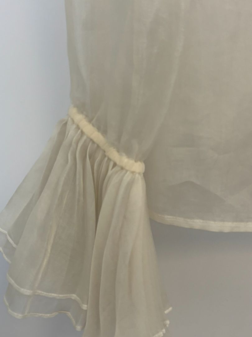 white NA organza ruffle blouse, xs