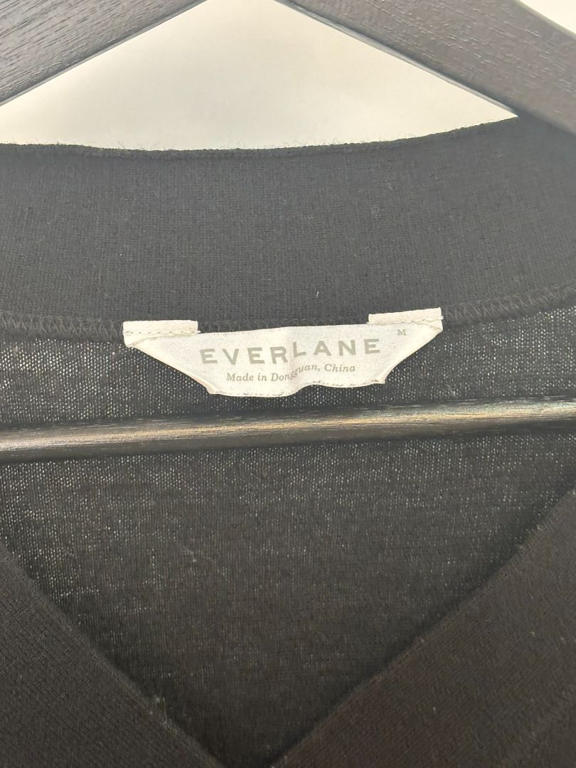 black Everlane cashmere v neck, M