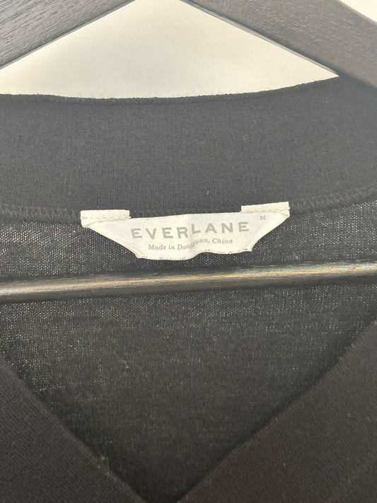 black Everlane cashmere v neck, M