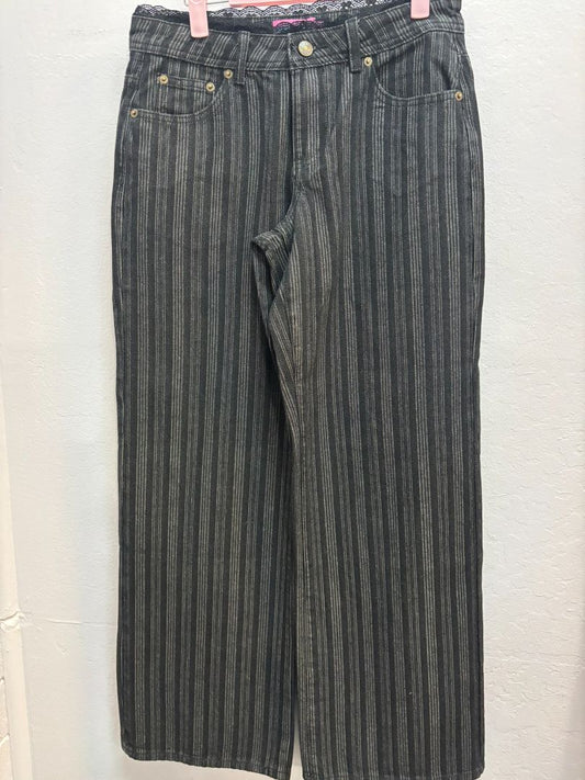 black & grey Edikted wide legged pants with lace, S