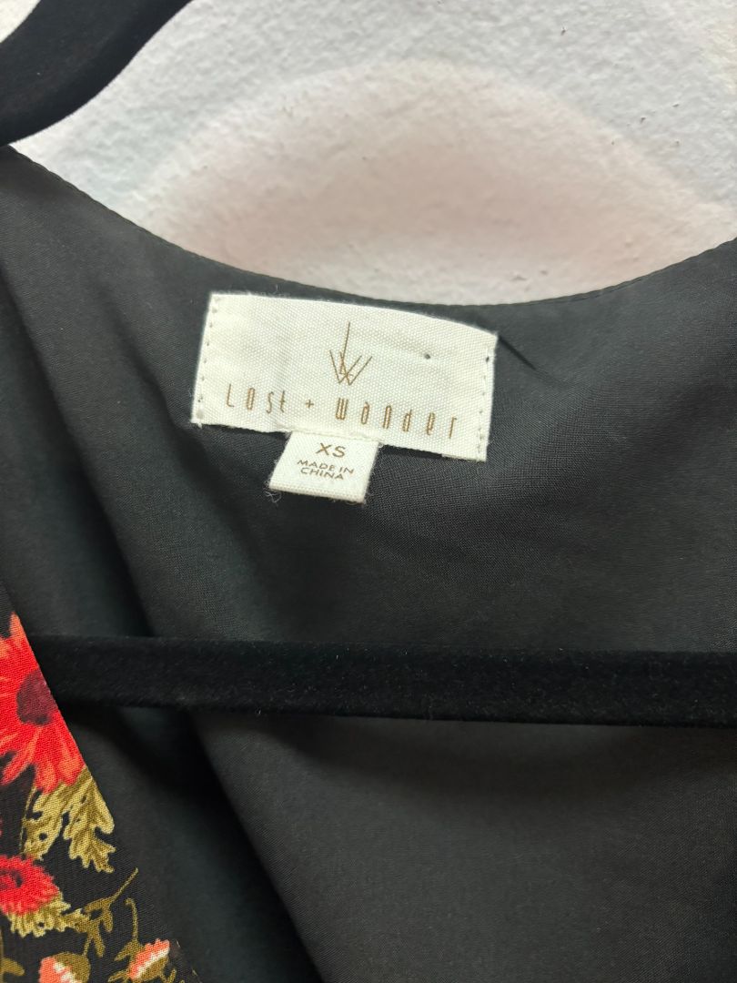 black multi Lost + Wander buttoned top, XS