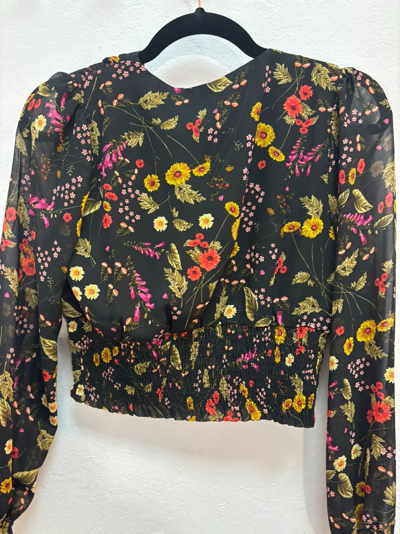 black multi Lost + Wander buttoned top, XS