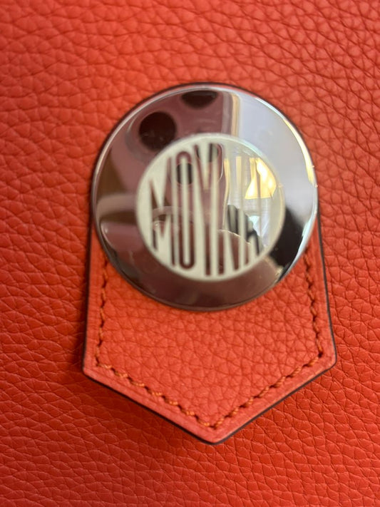 flame orange taurillon leather Moynat Voyage PM bag with straps, PM