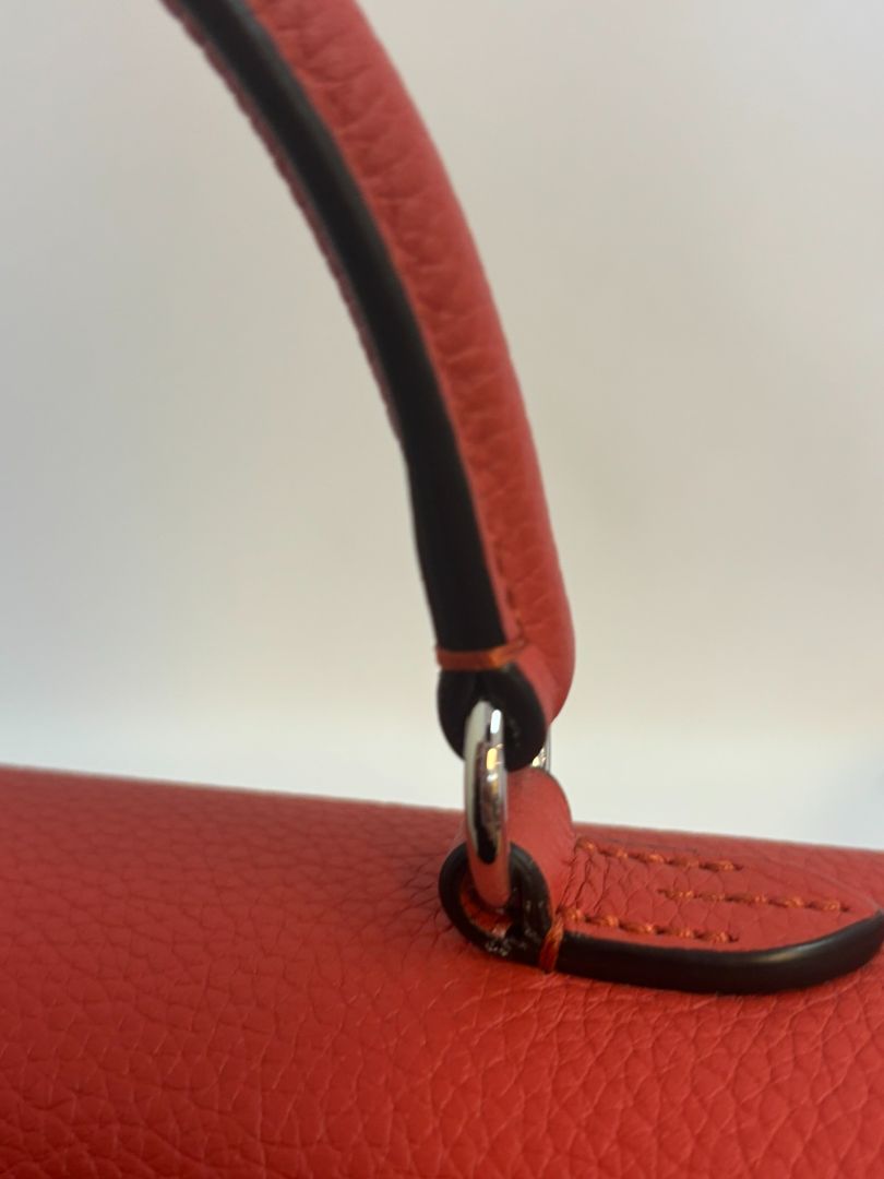flame orange taurillon leather Moynat Voyage PM bag with straps, PM