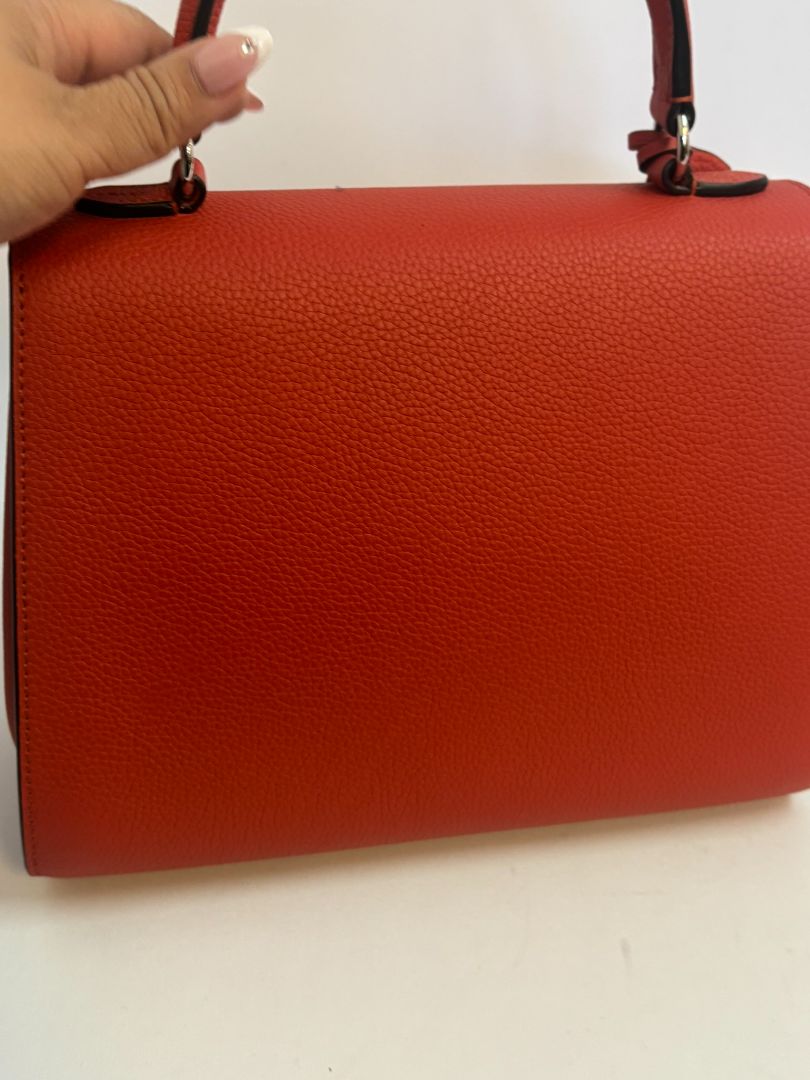 flame orange taurillon leather Moynat Voyage PM bag with straps, PM