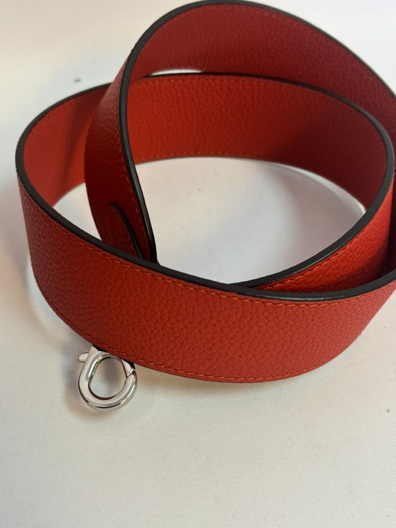 flame orange taurillon leather Moynat Voyage PM bag with straps, PM