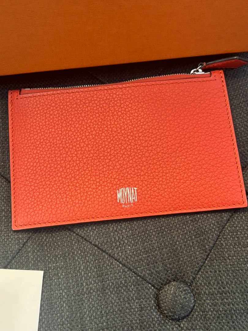 flame orange taurillon leather Moynat Voyage PM bag with straps, PM