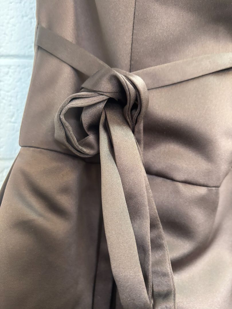 brown Vera Wang vintage mushroom brown satin tea length, 6