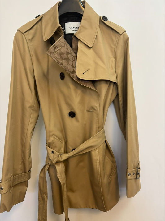 Tan Coach logo lined trench, s/m