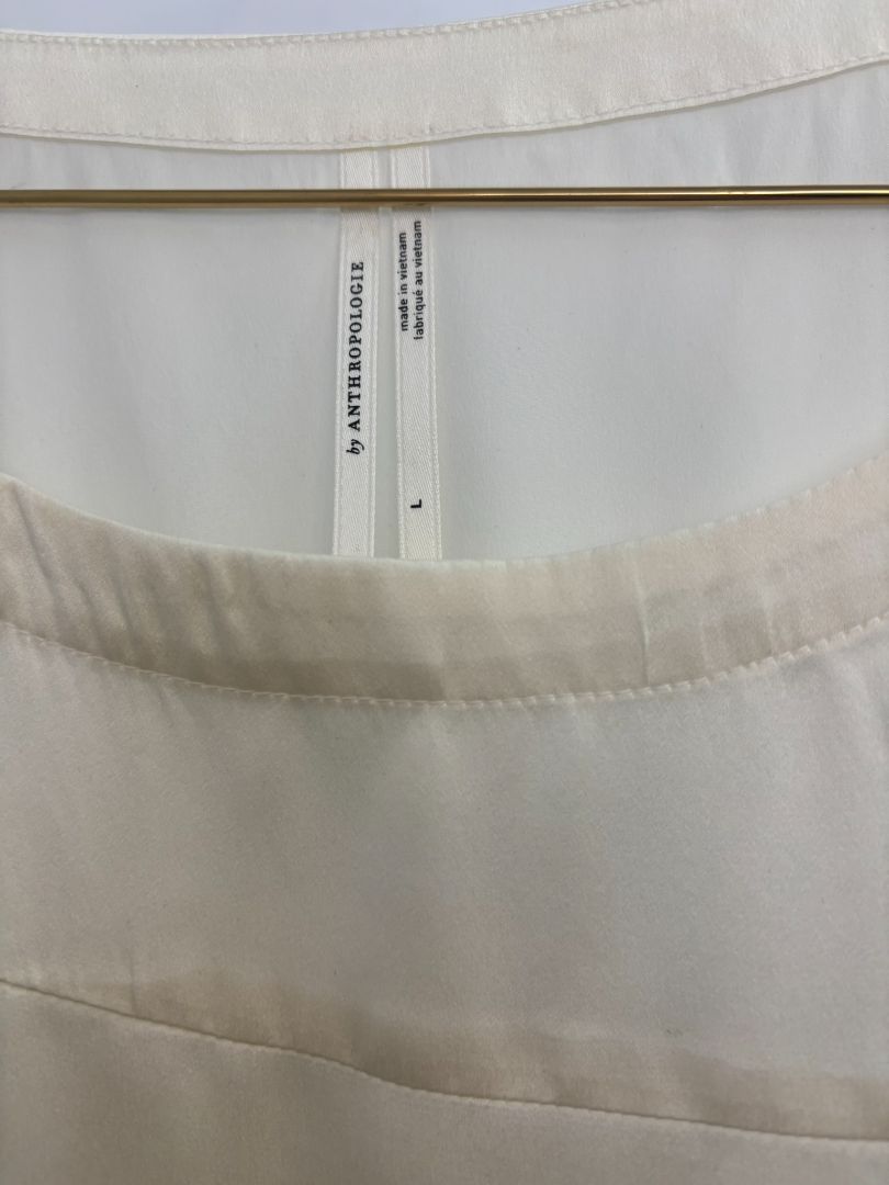 beige Anthropologie satin/silk  blouse, M