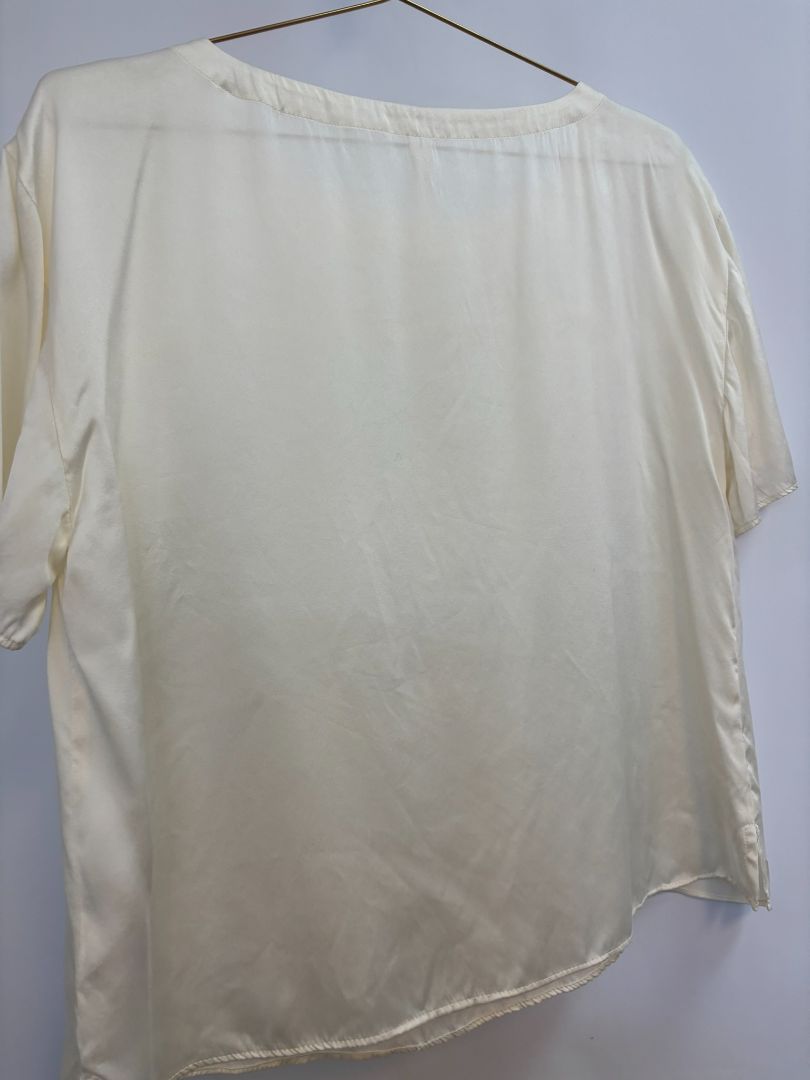 beige Anthropologie satin/silk  blouse, M