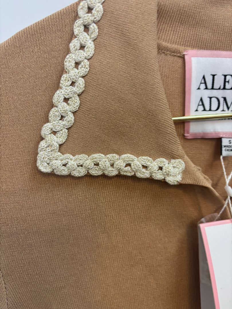 camel Alexia Admor Pearl Button Knit Polo Top, S