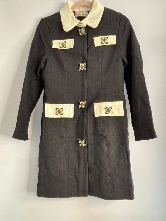 black Sierra Darien buttoned dress with contrasting collar and pockets, S/M