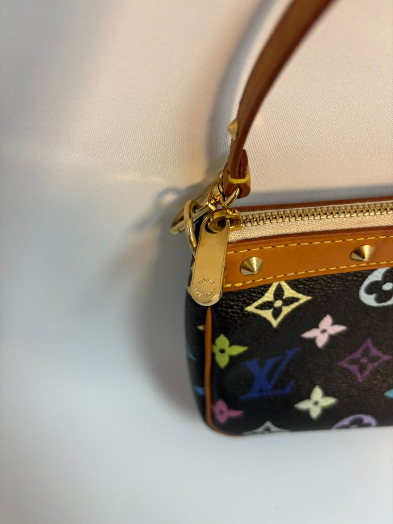 black Louis Vuitton x Takashi Murakami Takashi Murakami vintage collection, 8.75 x 5 x1.5 13 in around strap