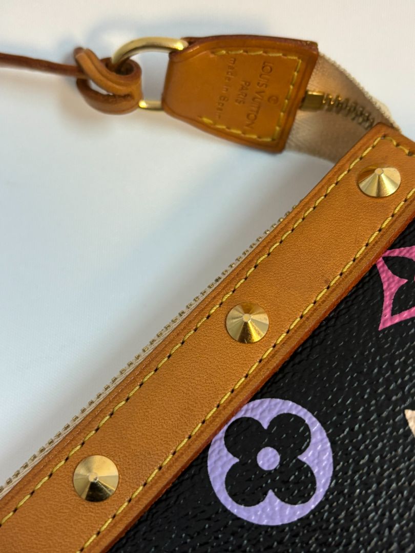 black Louis Vuitton x Takashi Murakami Takashi Murakami vintage collection, 8.75 x 5 x1.5 13 in around strap