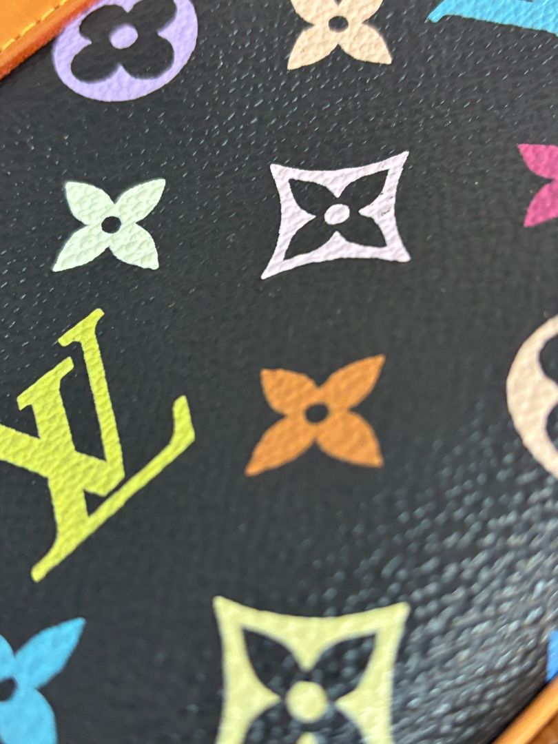 black Louis Vuitton x Takashi Murakami Takashi Murakami vintage collection, 8.75 x 5 x1.5 13 in around strap