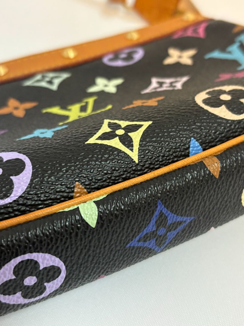 black Louis Vuitton x Takashi Murakami Takashi Murakami vintage collection, 8.75 x 5 x1.5 13 in around strap