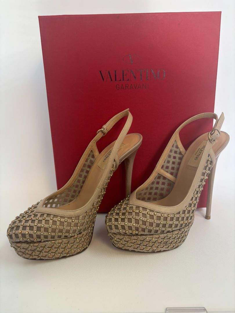nude Valentino Garavani Rhinestone Sandals, 38.5 EU