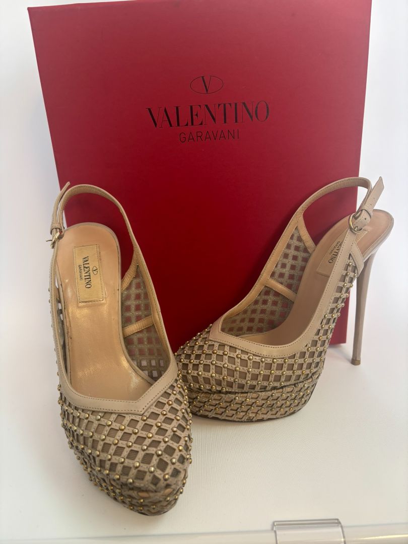 nude Valentino Garavani Rhinestone Sandals, 38.5 EU