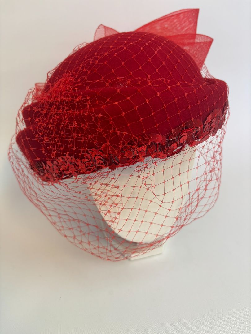 red NA women's hat, 8 x 8