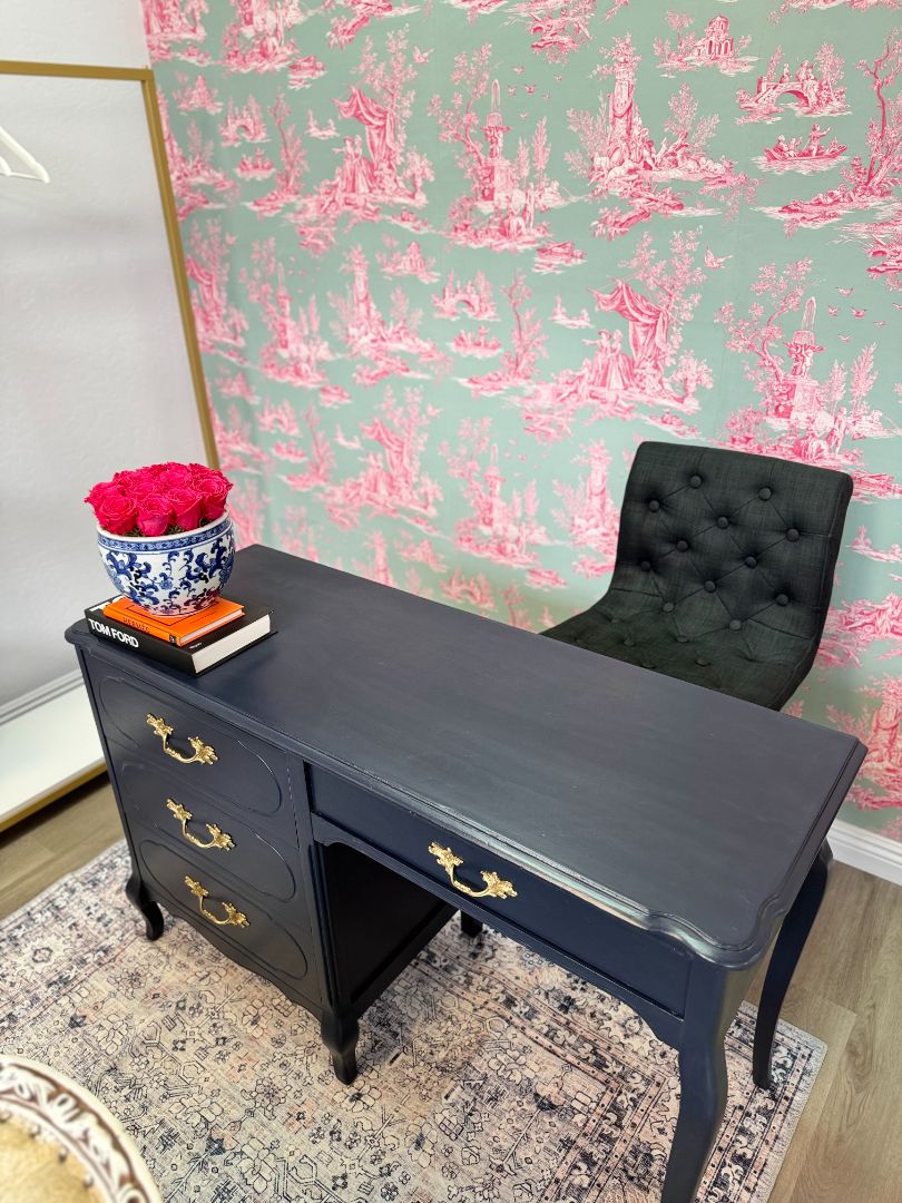 Navy Antique Writing Desk (In Store Pick Up Only)