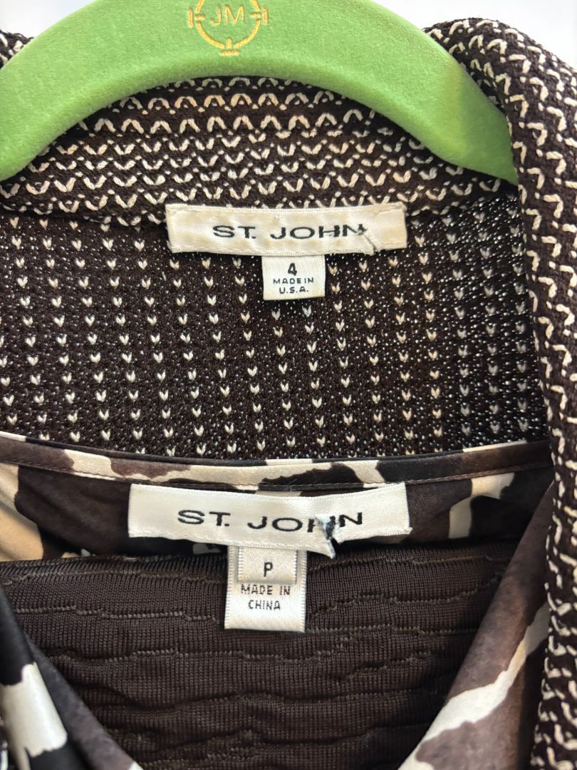 brown & white St. John skirt set, 4p