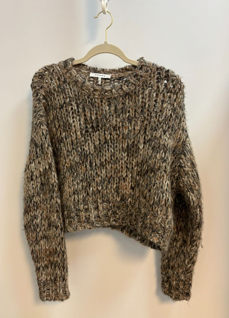 brown multi Frame woven sweater, XS