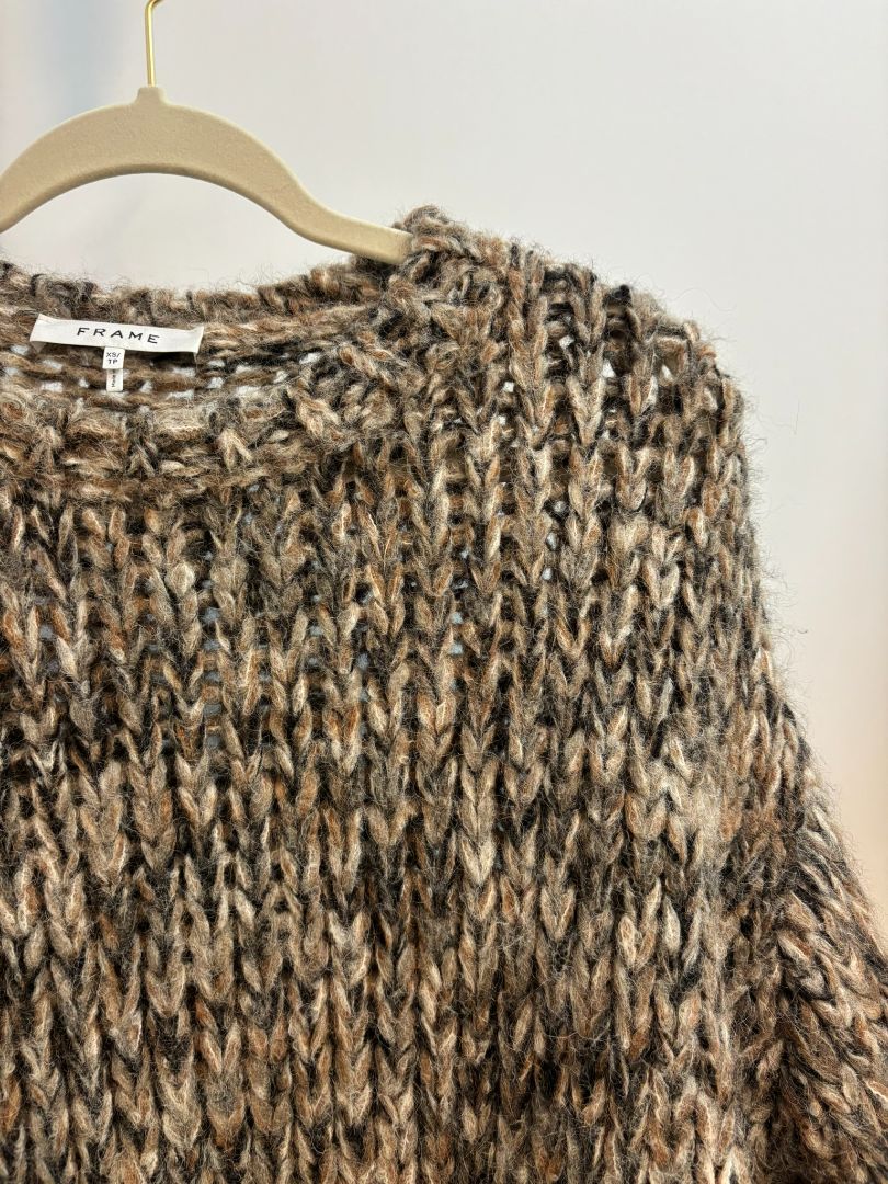 brown multi Frame woven sweater, XS