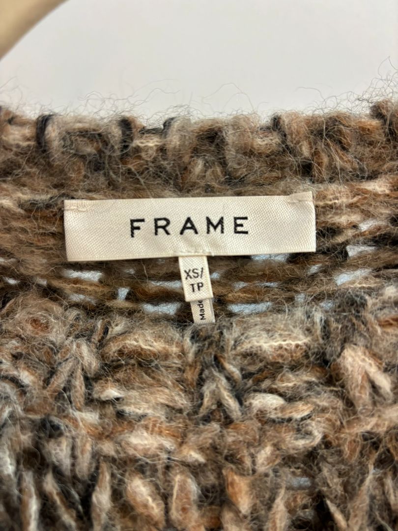 brown multi Frame woven sweater, XS