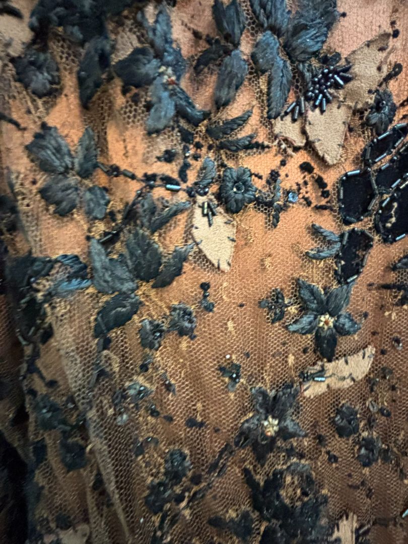brown Lourdes Chavez beaded gown, S