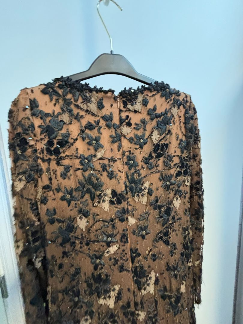 brown Lourdes Chavez beaded gown, S